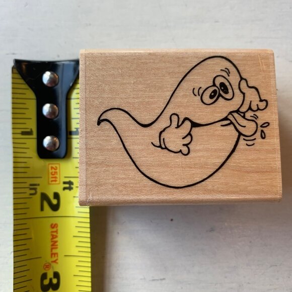 Stampendous Fun Stamps Silly Ghost Rubber Stamp Wood Block Craft Vintage 1989 - Picture 5 of 7